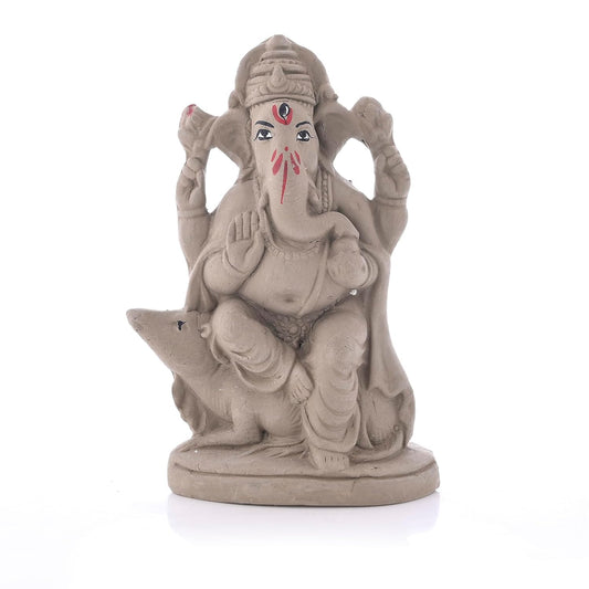 Pujahome Panchgavya Mitti Mushak Ganesh Idol | Eco-Friendly Handcrafted | Ganesh Chaturthi (6.5x3.5 Inches)