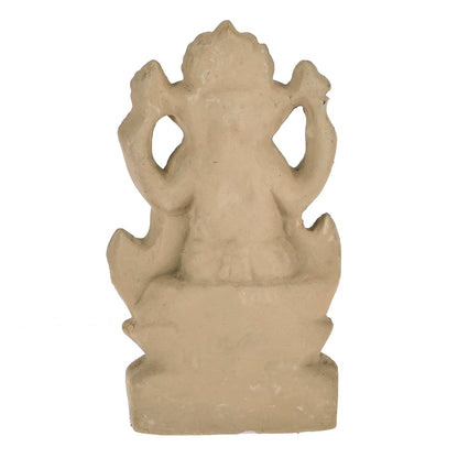 Pujahome Mitti Ganesh Idol| Lotus Ganesh | Eco-Friendly Handcrafted (6.5x3.5 Inches)