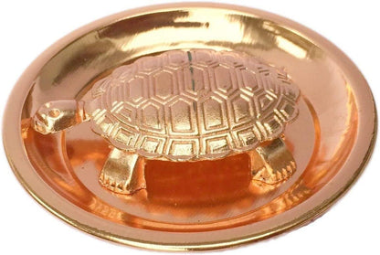 Pujahome Copper Metal Feng Shui Vastu Turtle Tortoise Plate Set/Turtle Plate Yantra Vastu Feng Shui 3 cm