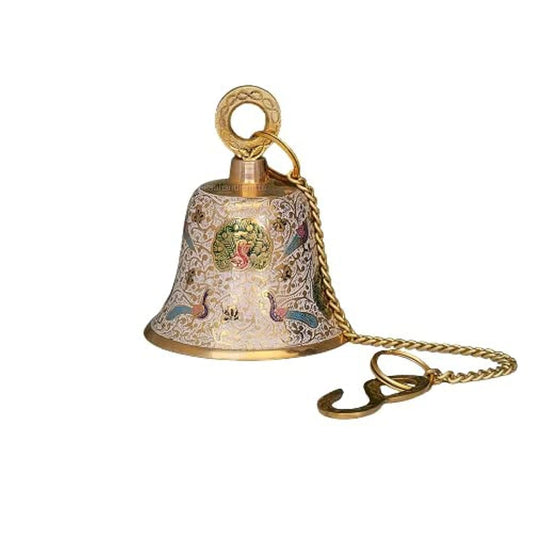 Pujahome Handmade Brass Decorative Puja Bell, Mandir Ghanti (4in x 4in x 5in) - Pack of 1