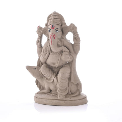 Pujahome Panchgavya Mitti Mushak Ganesh Idol | Eco-Friendly Handcrafted | Ganesh Chaturthi (6.5x3.5 Inches)