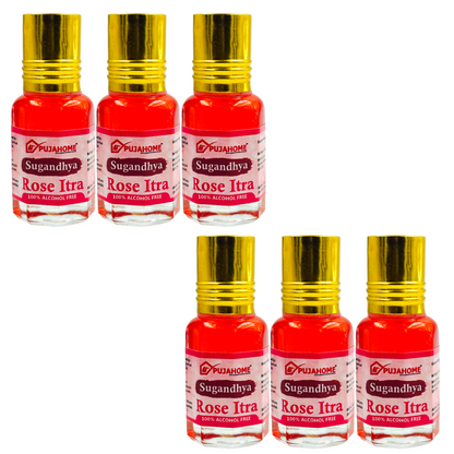 Pujahome Sugandhya Rose Itra For Puja 5ML (Pack of 6)