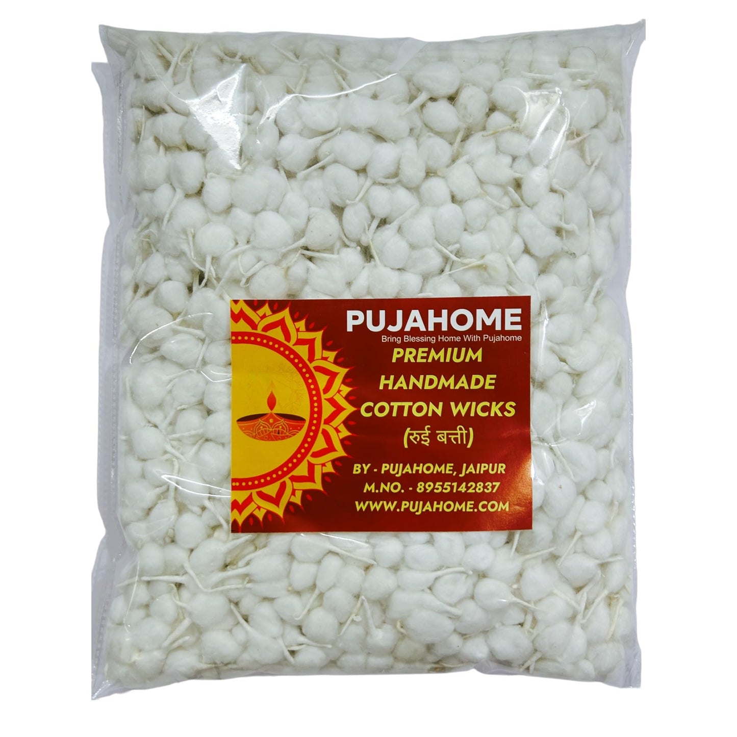 Pujahome Premium Round Cotton Wicks (Handmade GOL Batti) for Diya - 4100 Pieces, Ideal for Puja & Rituals (White)