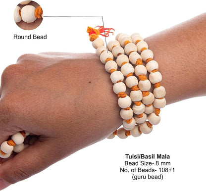 Pujahome tulsi Jap Mala/Natural Tulsi Beads Mala (Size: 8mm, Length: 42 inches, Beads: 108+1)