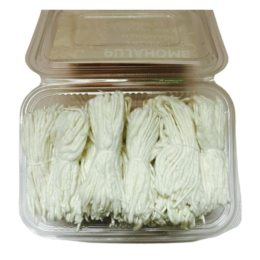 Pujahome Handmade White Long Cotton Wicks, Lambi Cotton Batti Box for Diwali Puja, Pack of 500 Wicks