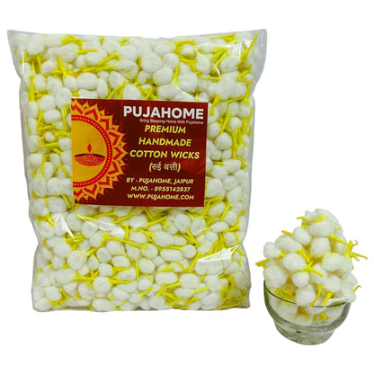 Pujahome Round Cotton Wicks for Diya With Chandan Tip Pack of 2100 Pieces