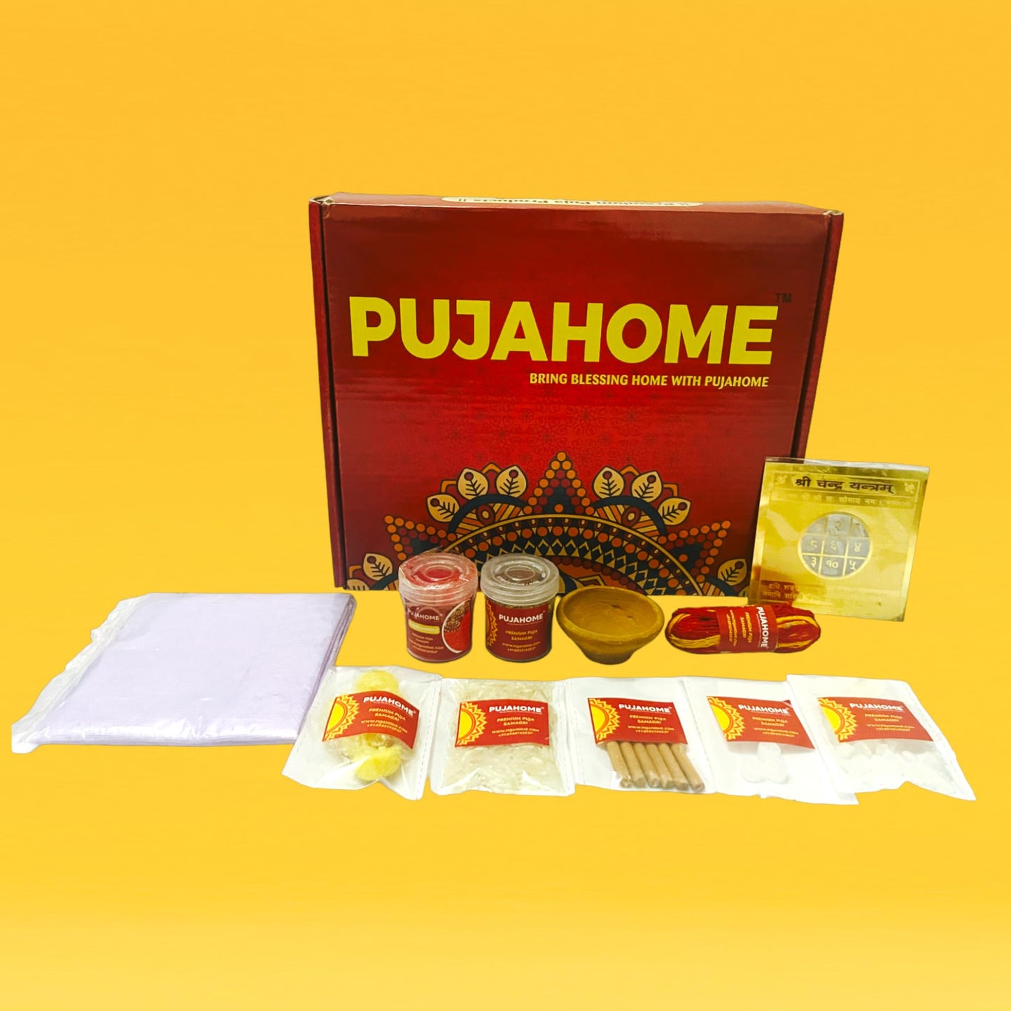 Pujahome Surya Grah Shanti Puja Samagri Kit with Yantra