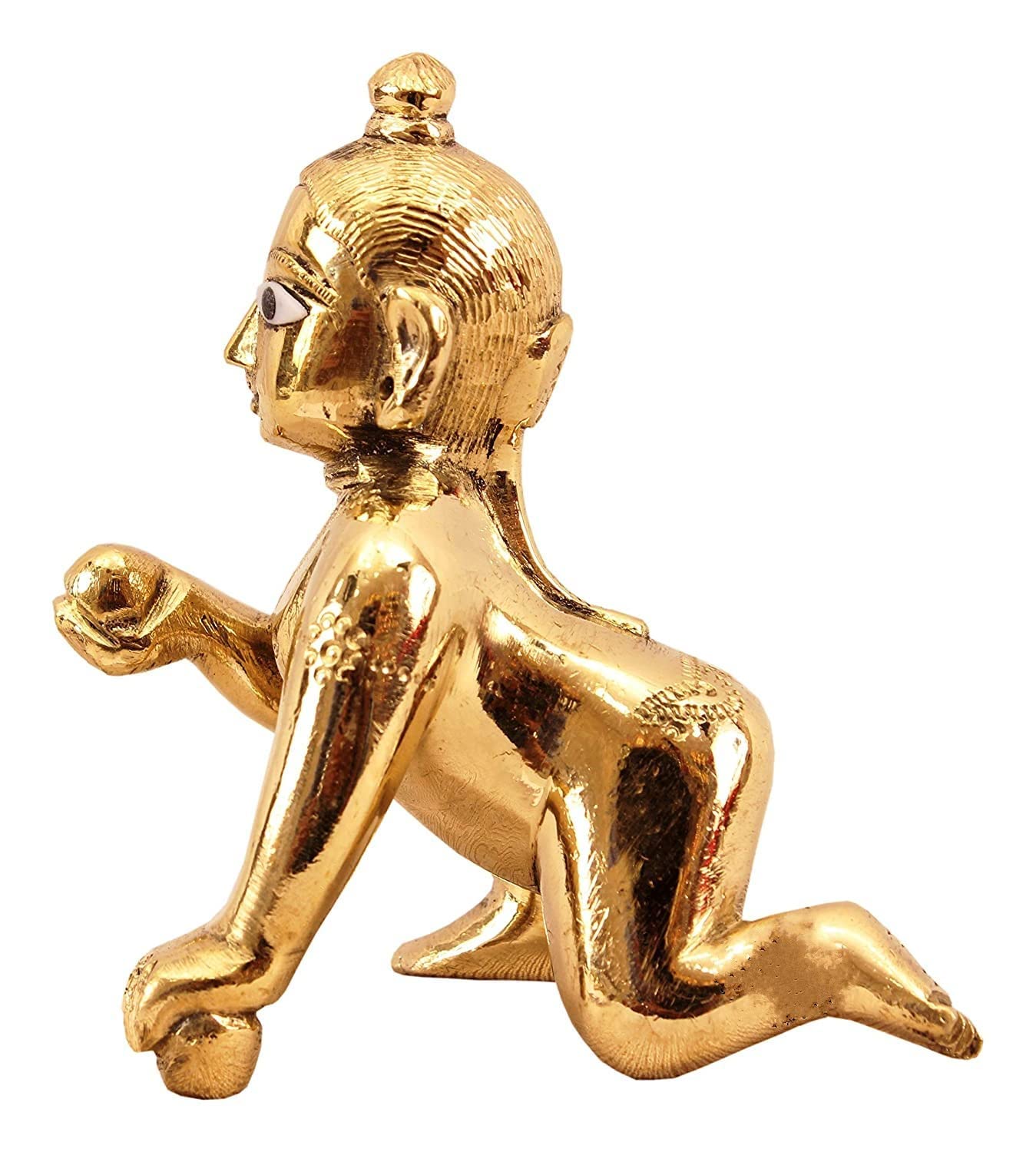 Pujahome Laddu Gopal Idol/Bal Gopal/Thakur Ji Pure Brass Idol/Murti Made in Vrindavan - Size 1