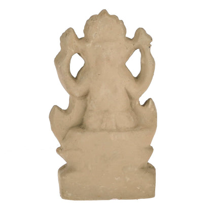 Pujahome Mitti Ganesh Idol | Eco-Friendly Handcrafted Mud/Clay Ganesh Murti (Lotus Ganesha)(4x3 Inches)