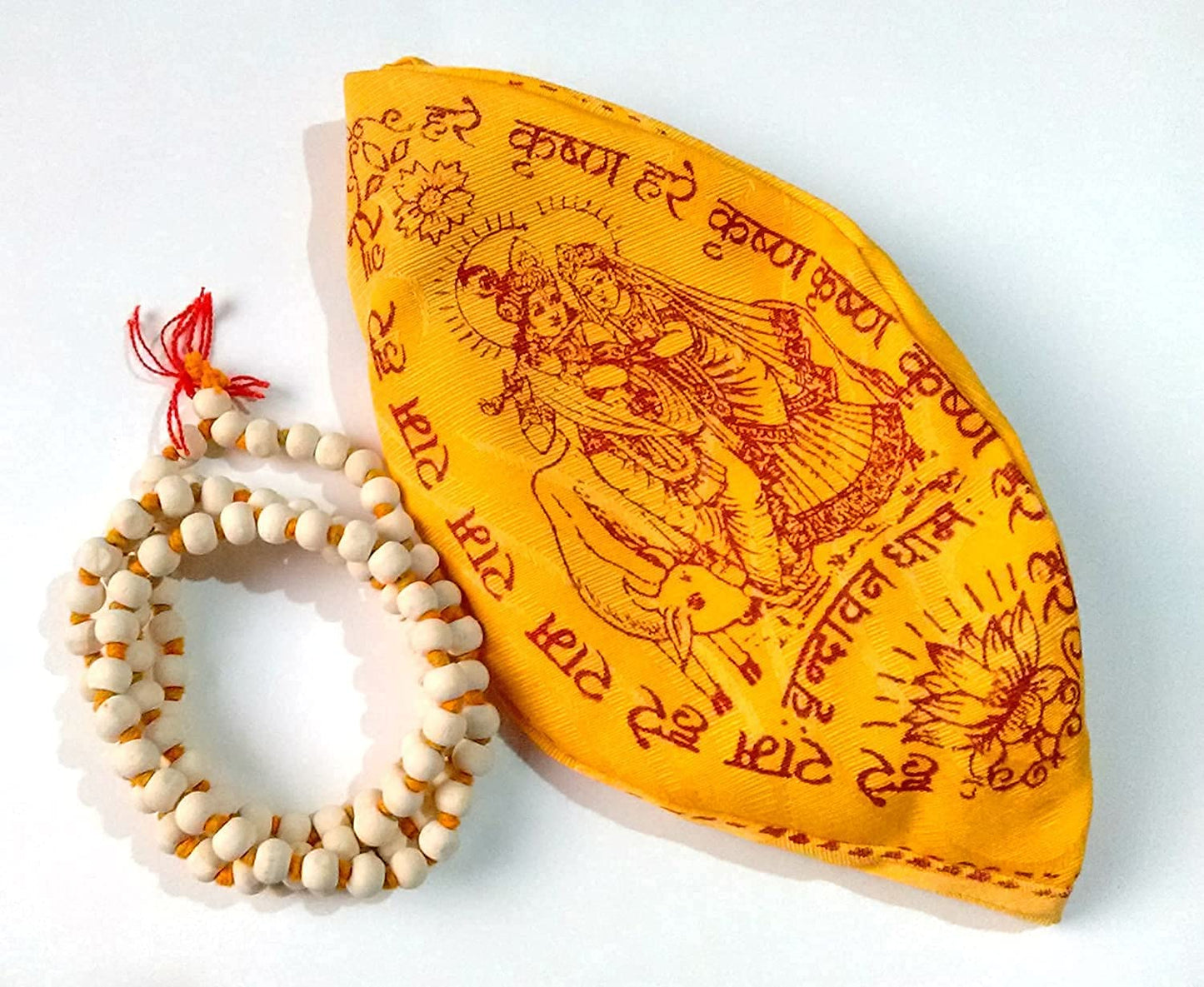 Pujahome Natural Tulsi Mala 108+1 Beads (6mm) with Cotton Gomukhi Japa Bag (Combo of 2)