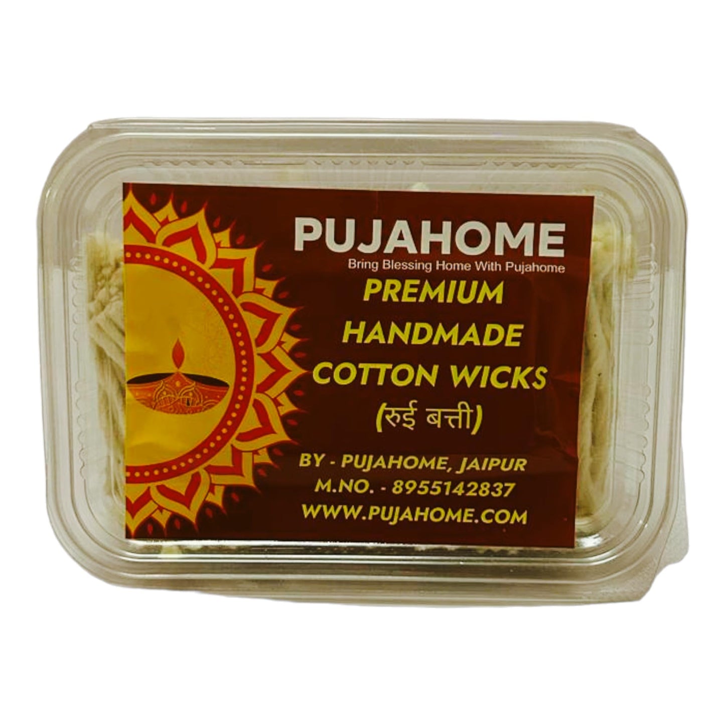Pujahome Handmade Comber Long Cotton Wicks, Lambi Cotton Batti Box for Diwali Puja, Diya Pack of 2000 Wicks