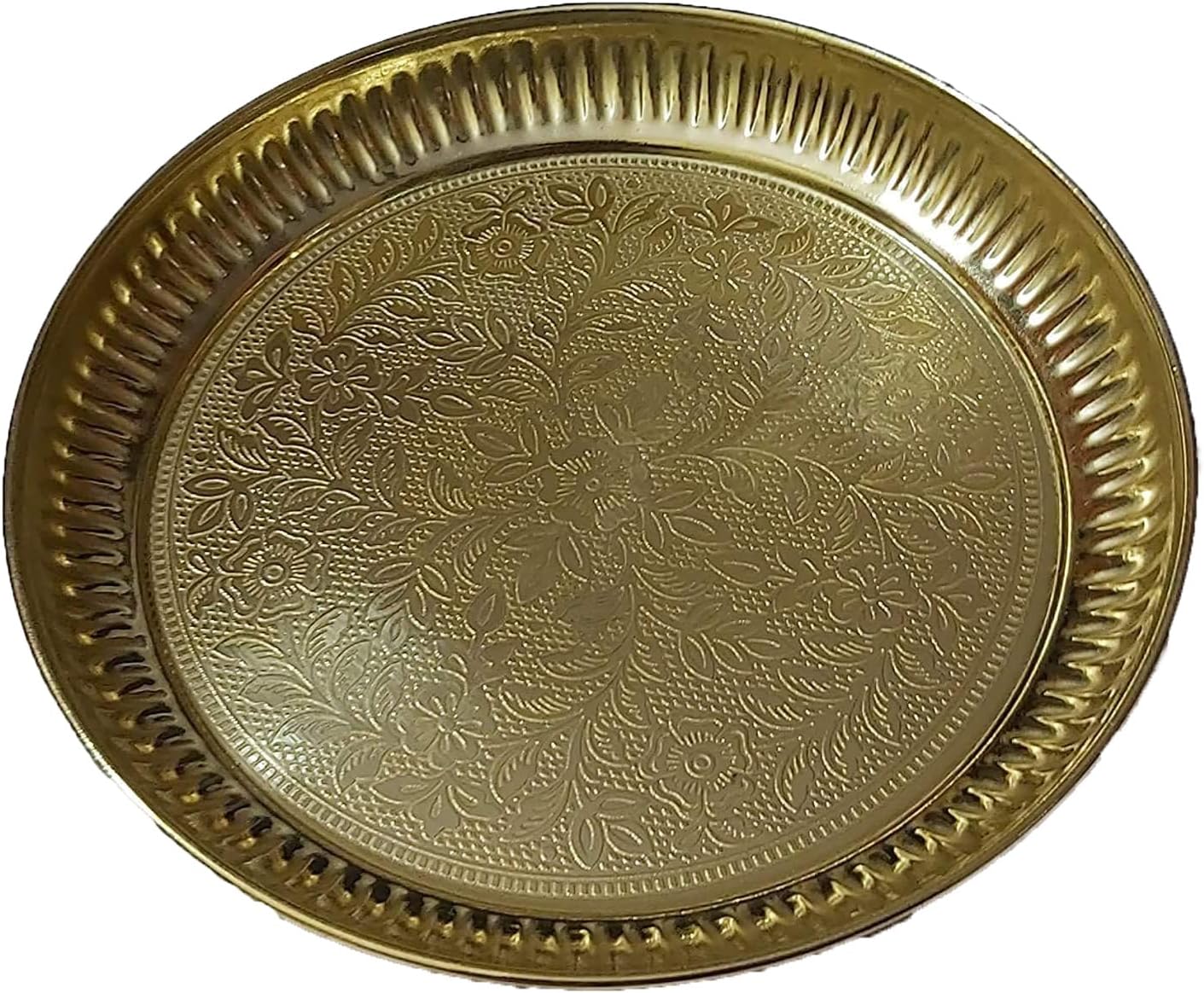 Pujahome Brass Pooja Pital Aarti Thali for Puja, Pooja Ceremony, Pooja Item, Size 5 Inch