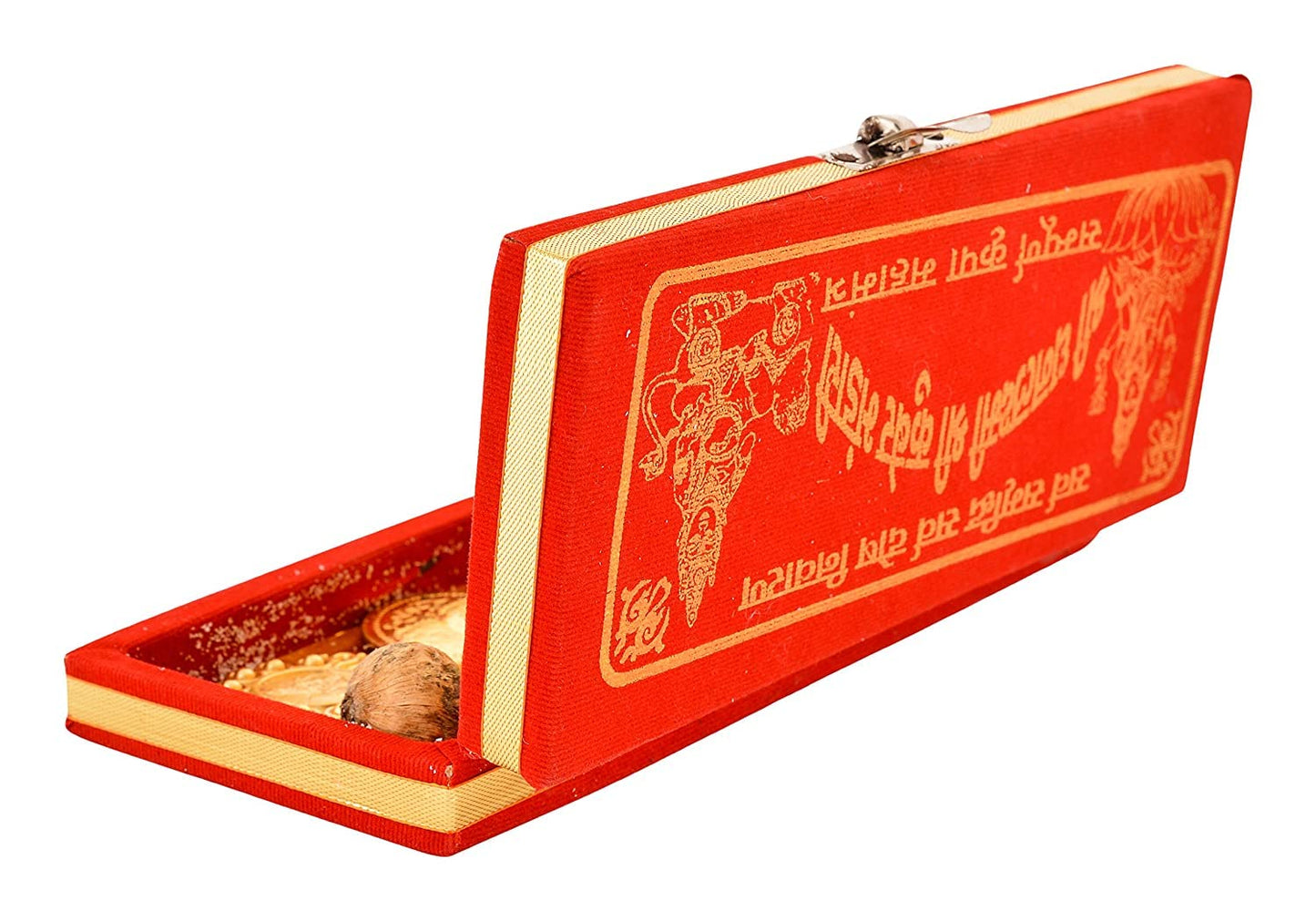 पूजाहोम पीतल श्री धन लक्ष्मी कुबेर भंडारी यंत्र सर्व समृद्धि यंत्र बॉक्स (गोल्डन)