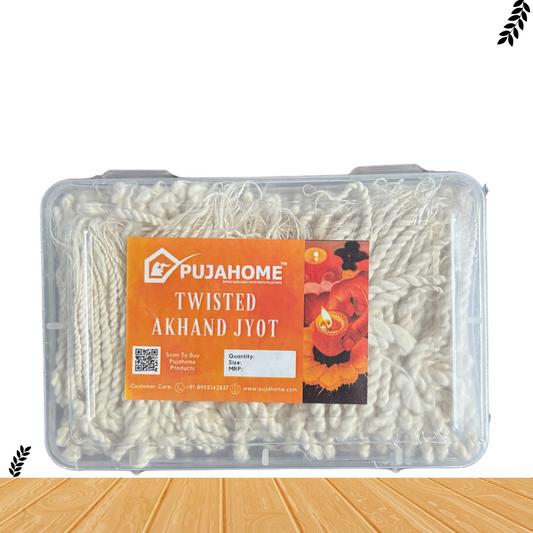 Pujahome Twisted White Akhand Jyot Cotton Short Wick (300+ Pieces)