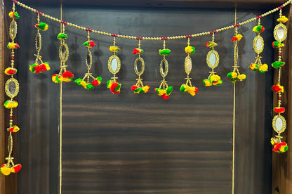 Pujahome Elegant Designer Kalash with Mirror Door Hanging Toran Bandhanwar for Diwali Decoration Home Decor