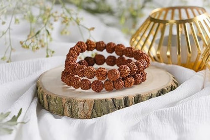 Rudraksha 5 Mukhi Bracelet, (6 MM Beads) Original Rudraksha Bracelet for Men & Women (Pack of 2)