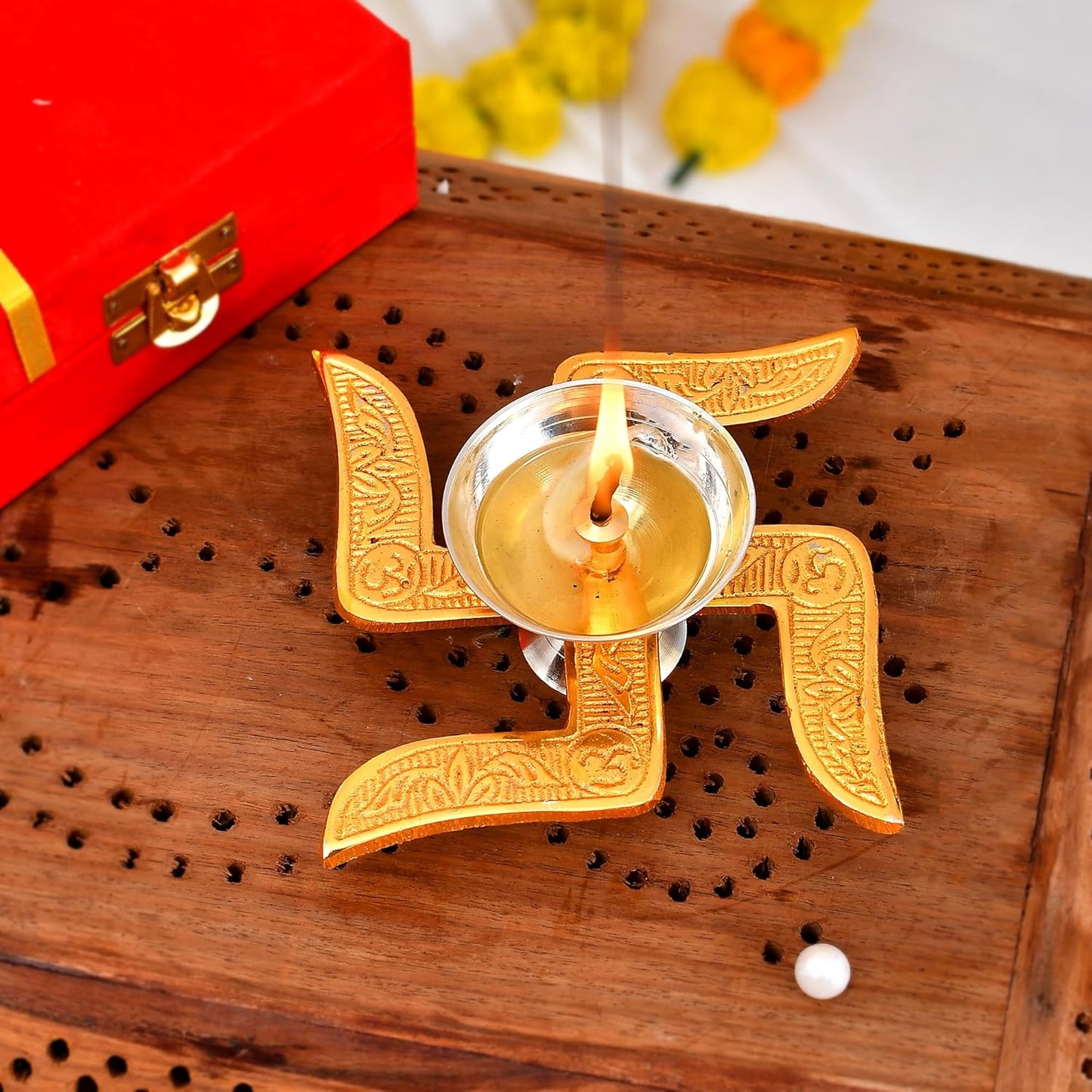 Pujahome Brass Diya for Pooja, Decoration Item | Perfect For Gift