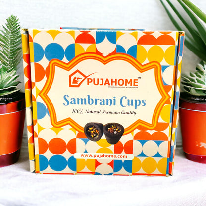 Pujahome Natural Rose Fragrance Sambrani Cups for Puja/Home (12 Cups Per Pack + Free Holder)