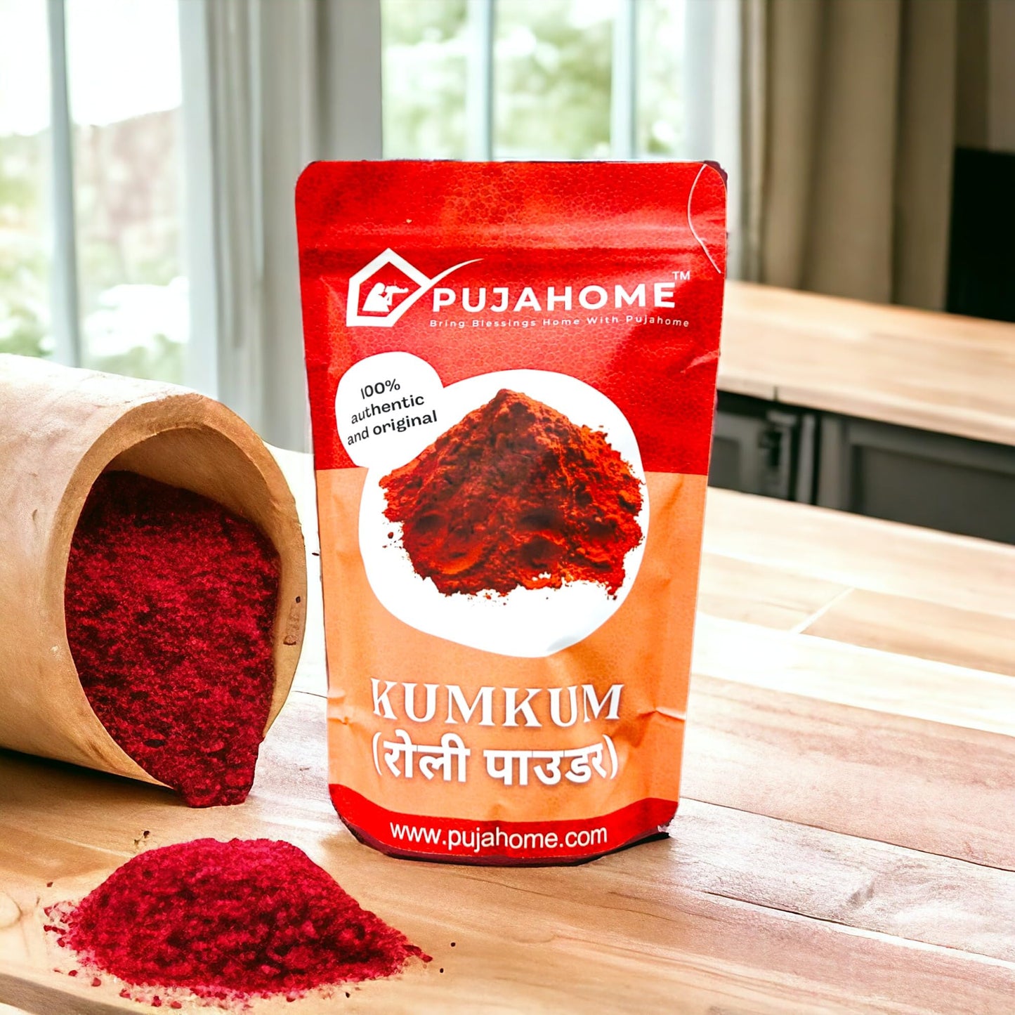 Pujahome Pure Kumkum Powder | Haldi Kumkum Tilak| Roli Kumkum Powder for PUJA and Tilak