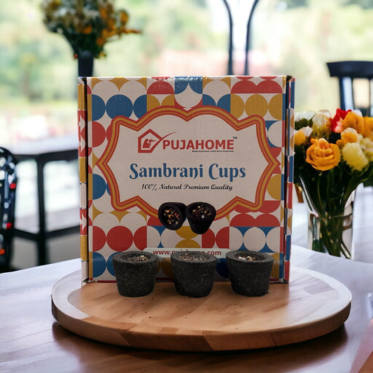 Pujahome Natural Sambrani Cups for Puja/Home (12 Cups Per Pack + Free  Holder)