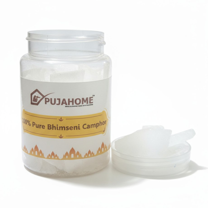 Pujahome 100% Pure Organic & Original Bhimseni Camphor (Kapur) – 100g × 3 Packs