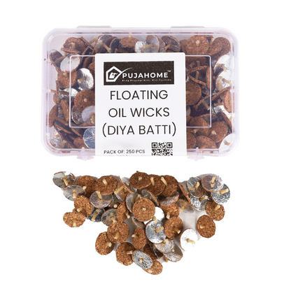 Pujahome Eco-Friendly Cork-Based Floating Oil Wicks Diya Bati Parsi Vat Pack of (250 Wicks)