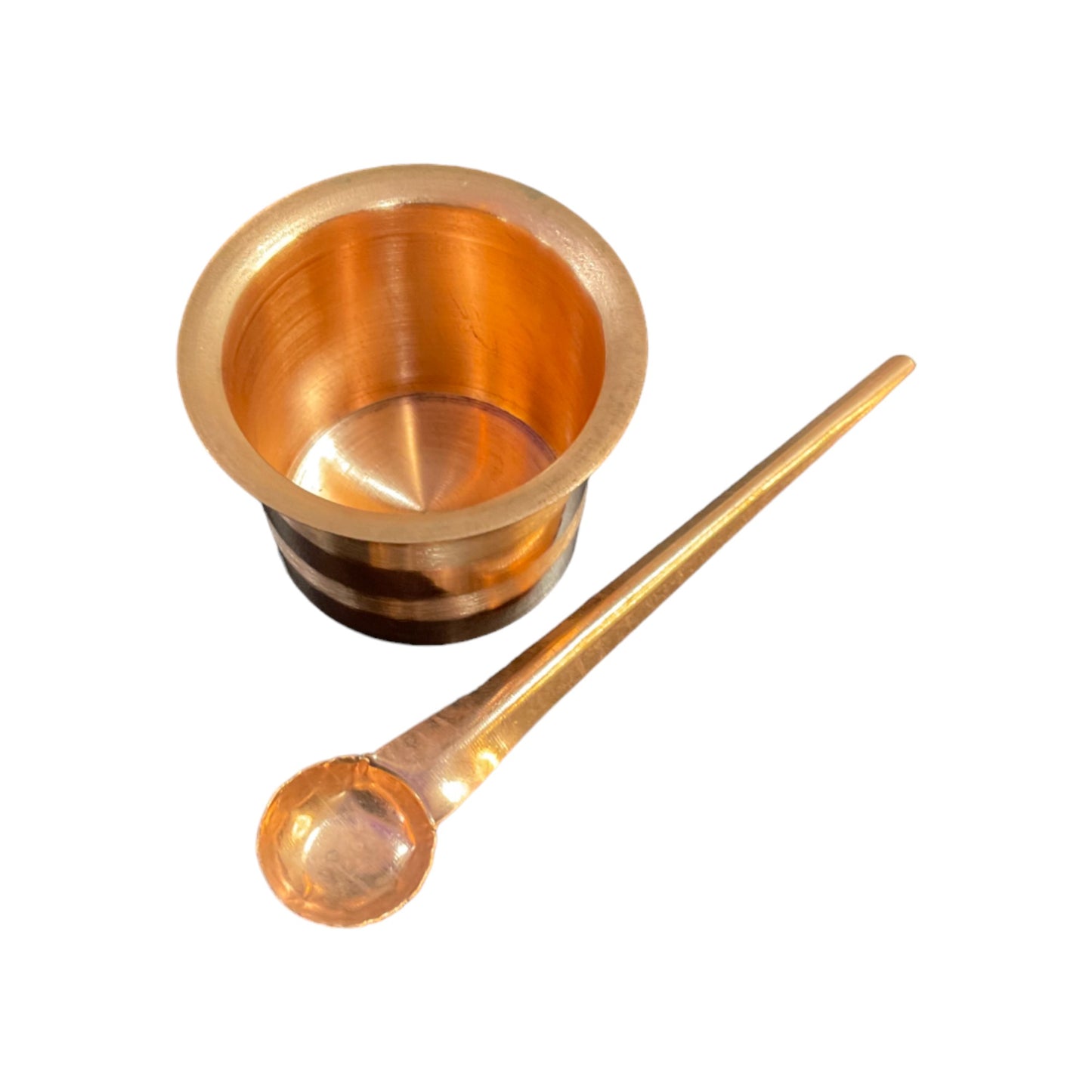 Pujahome Pure Copper Tamba Pooja Panch Patra with Achmani Pali Spoon (4 X 4 CM)