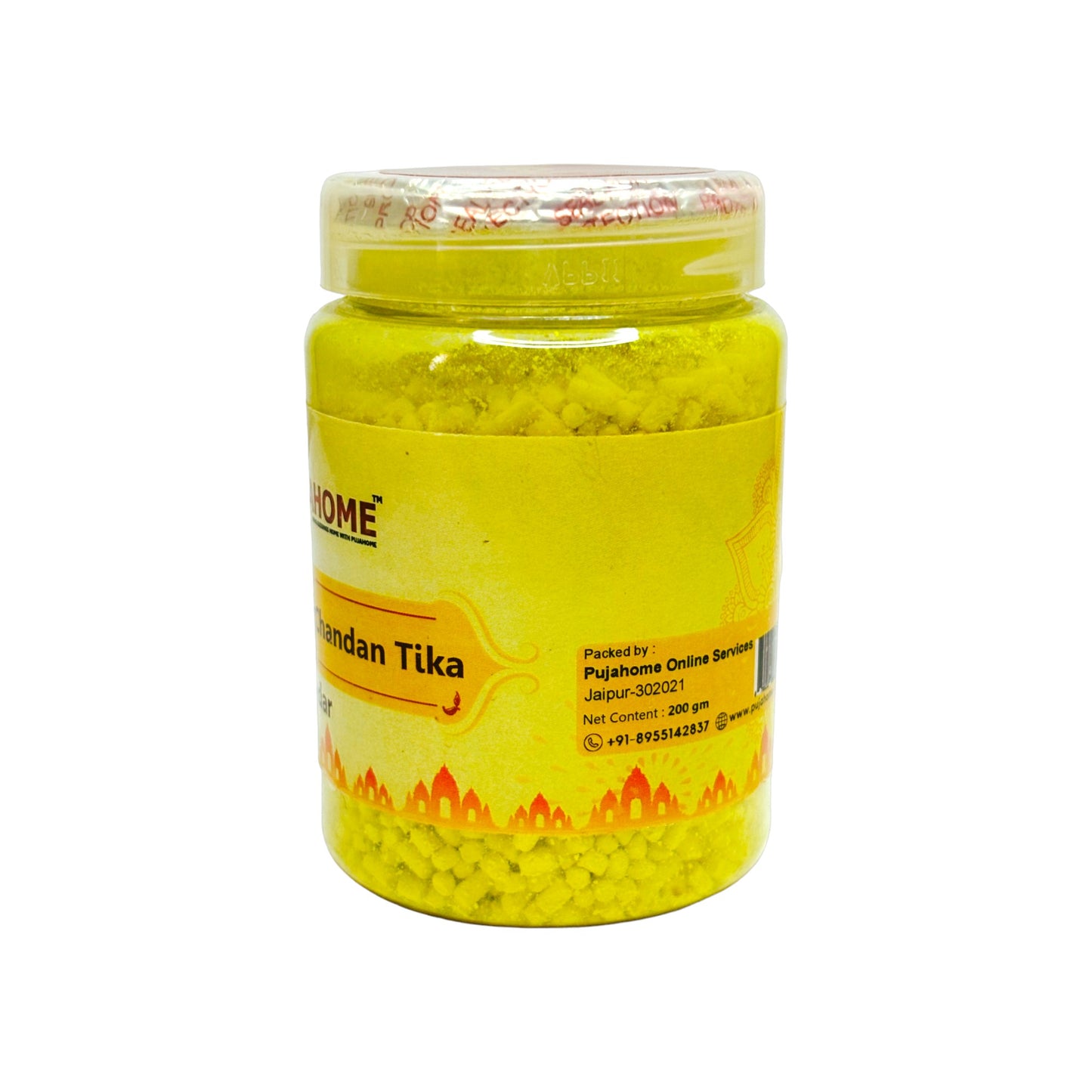 Pujahome Premium Yellow Saffron Chandan Tika Danedar 200 Gram Box