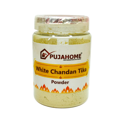 Pujahome Premium White Chandan Tika Powder 100 Gram Box