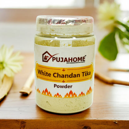 Pujahome Premium White Chandan Tika Powder 100 Gram Box