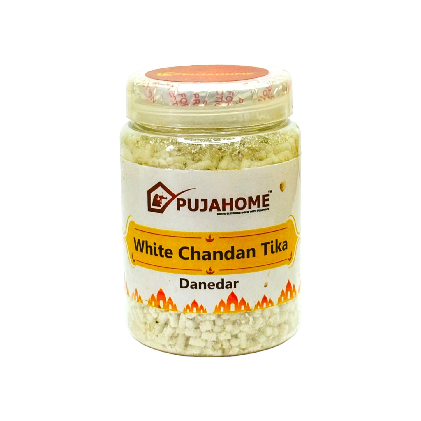 Pujahome Premium White Chandan Tika Danedar 200 Gram Box