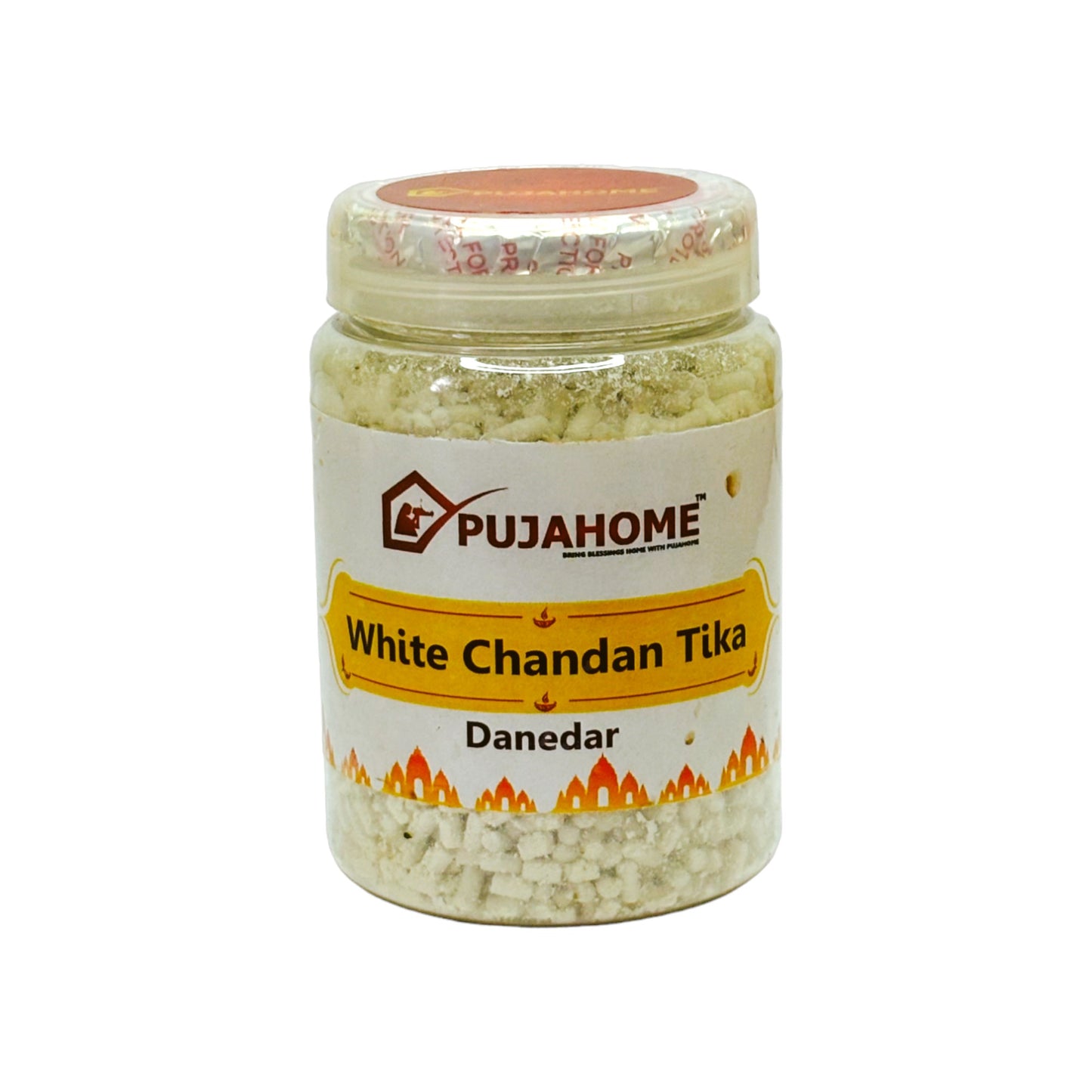 Pujahome Premium White Chandan Tika Danedar 200 Gram Box