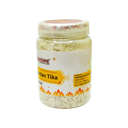 Pujahome Premium White Chandan Tika Danedar 200 Gram Box