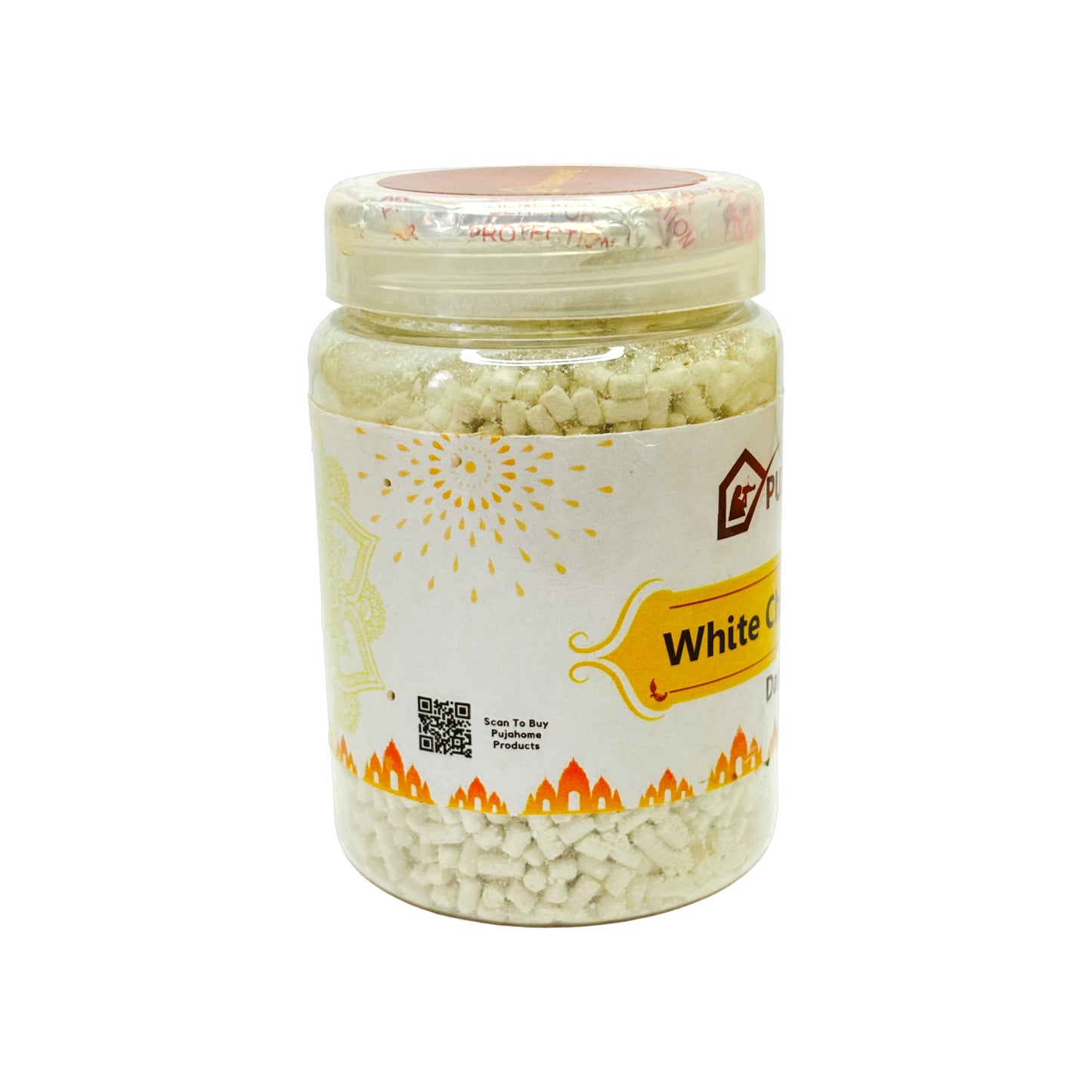 Pujahome Premium White Chandan Tika Danedar 200 Gram Box