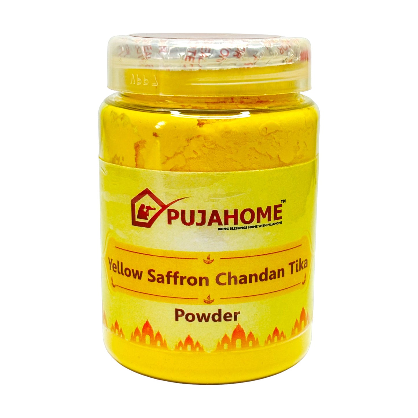 Pujahome Premium Yellow Saffron Chandan Tika Powder 100 Gram Box