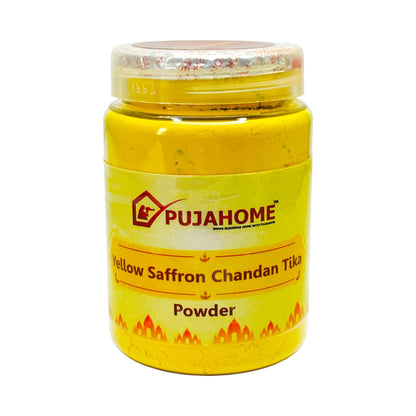 Pujahome Premium Yellow Saffron Chandan Tika Powder 100 Gram Box