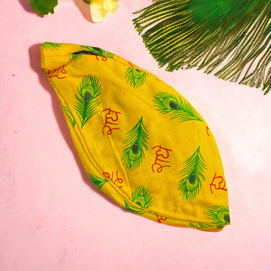 Pujahome Radhe Printed Jaap Bag in Yellow Color for Prayer Beads Gomukhi Jaap Bag