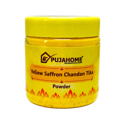 Pujahome Premium Yellow Saffron Chandan Tika Powder 50 Gram Box