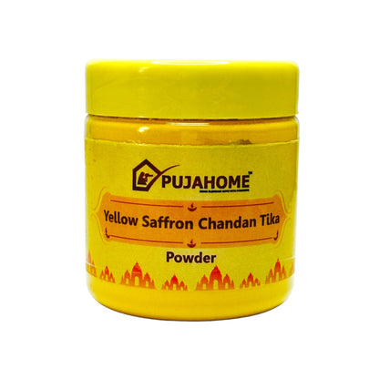 Pujahome Premium Yellow Saffron Chandan Tika Powder 50 Gram Box