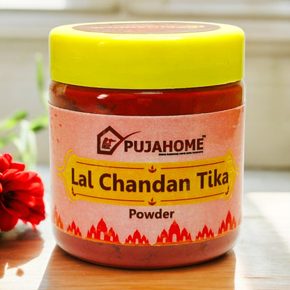 Pujahome Premium Chandan Tika Powder Combo | Pack Of 4 X 50 Gram | Red, White, Yellow and Kesar