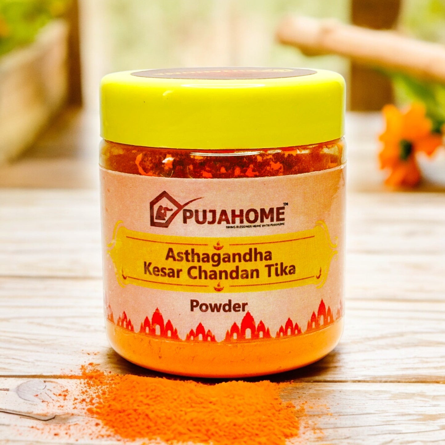 Pujahome Premium Chandan Tika Powder Combo | Pack Of 4 X 50 Gram | Red, White, Yellow and Kesar