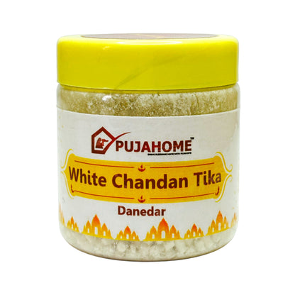 Pujahome Premium White Chandan Tika Danedar 100 Gram Box