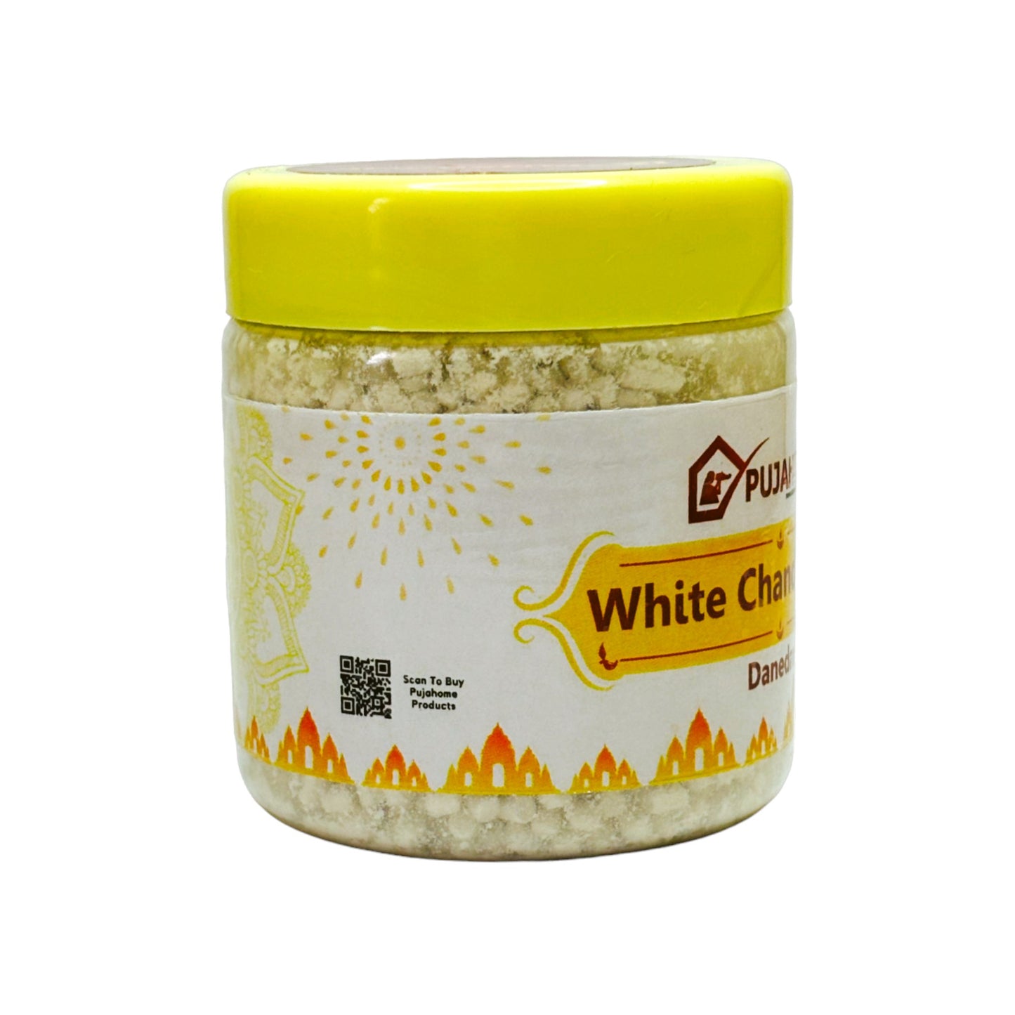 Pujahome Premium White Chandan Tika Danedar 100 Gram Box