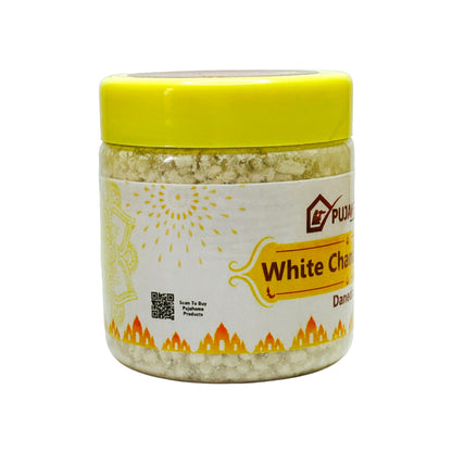 Pujahome Premium White Chandan Tika Danedar 100 Gram Box