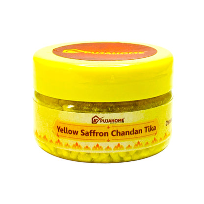 Pujahome Premium Yellow Saffron Chandan Tika Danedar 50 Gram Box