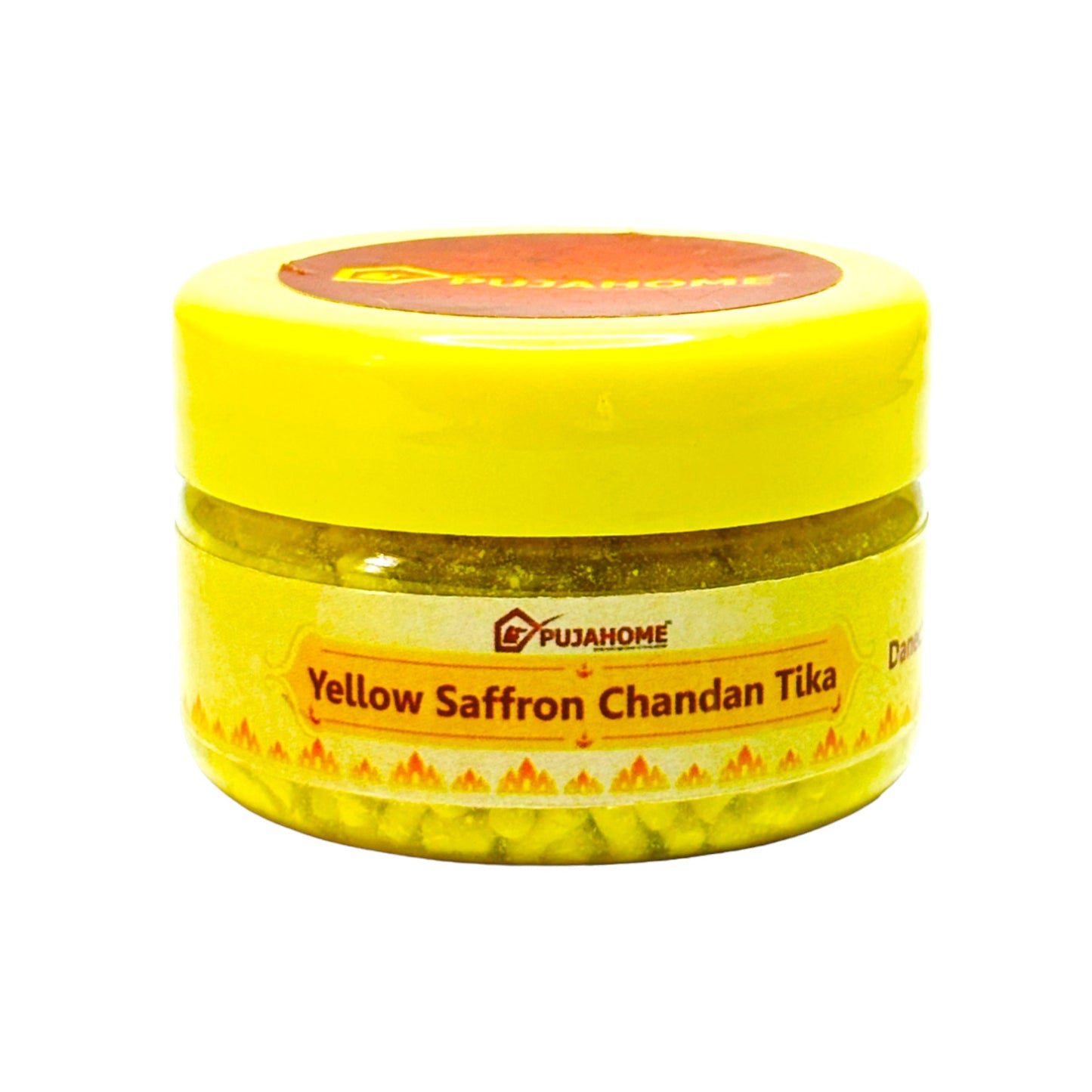 Pujahome Premium Yellow Saffron Chandan Tika Danedar 50 Gram Box