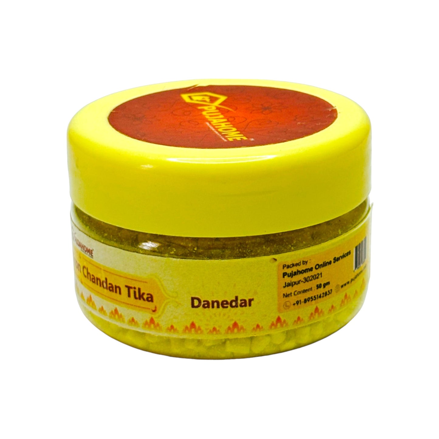 Pujahome Premium Yellow Saffron Chandan Tika Danedar 50 Gram Box