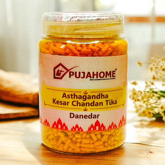 Pujahome Premium Asthagandha Kesar Chandan Tika Danedar 200Gram Box