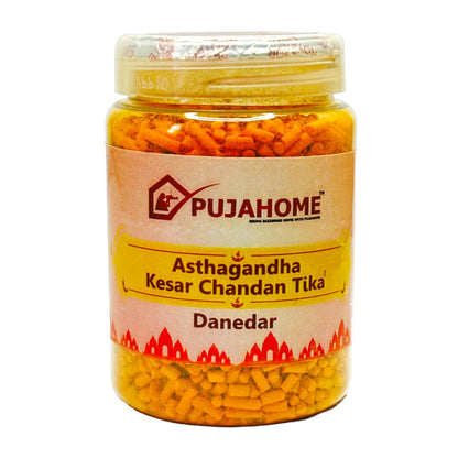 Pujahome Premium Asthagandha Kesar Chandan Tika Danedar 200Gram Box