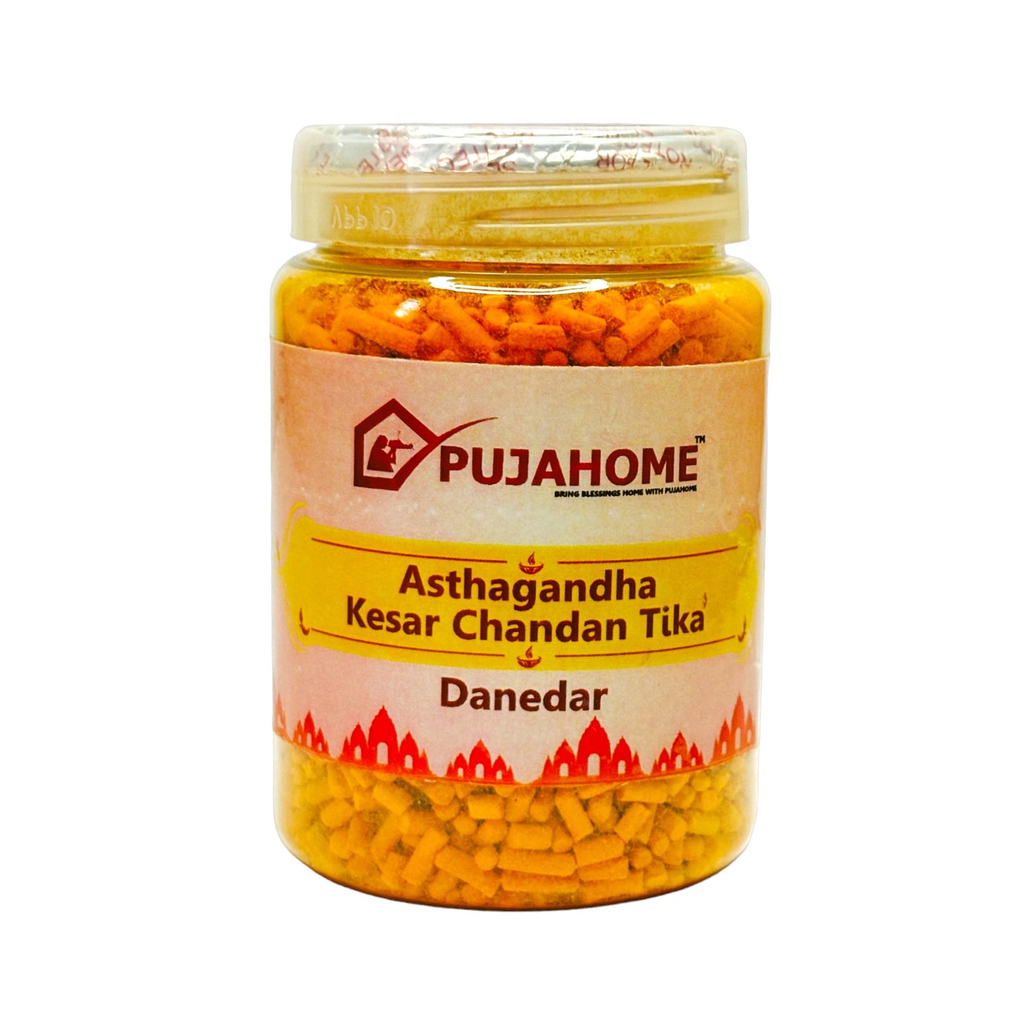 Pujahome Premium Asthagandha Kesar Chandan Tika Danedar 200Gram Box